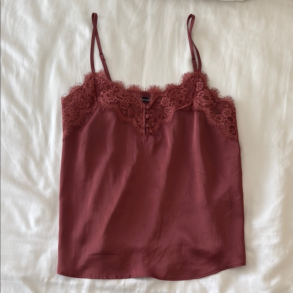 Lace Trim Burgundy Cami Top